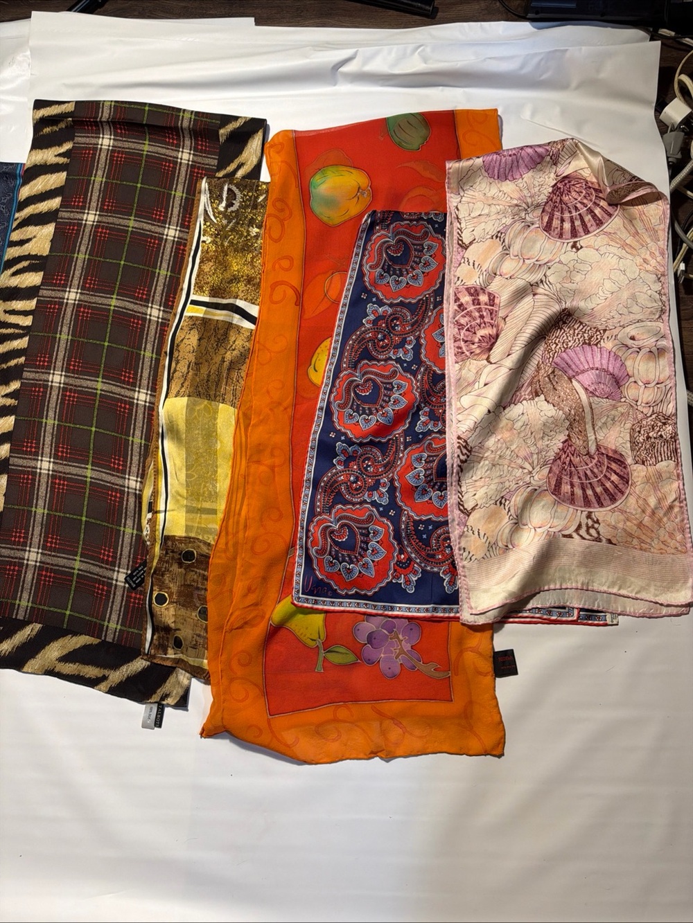 Silk 7 Scarves Designer Vintage Now Vera Neumann, Talbots, Redfish, Ginnie +